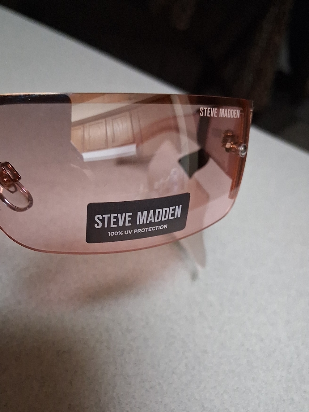 BNWT Steve Madden KEANIE Pink Rimless  Sunglasses - Picture 2 of 4